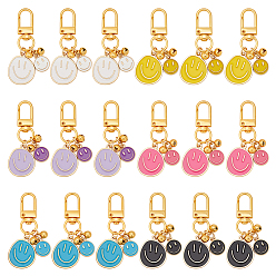 (52) Непрозрачная лаванда 18 шт 6 цвета улыбающееся лицо сплав эмаль подвеска украшение, Поворотные застежки-брелки для украшения сумок, разноцветные, 59.5 мм, 3 шт / цвет