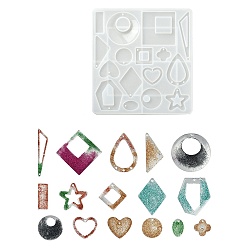 Кремово-белый Силиконовые формы для подвесок геометрической формы своими руками, формы для литья смолы, для уф-смолы, изготовление ювелирных изделий из эпоксидной смолы, кремово-белые, 130x122x8 мм