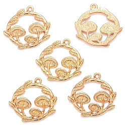 Light Gold Подвески из сплава , плоский круглый гриб, золотой свет, 24x26 мм, отверстие : 2 мм