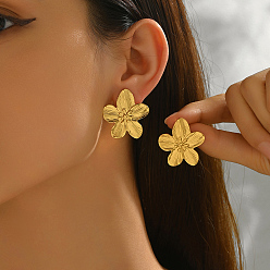 Золотой Серьги-гвоздики из нержавеющей стали в форме цветка, золотые, 29 мм