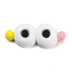 White Opaque Resin Cabochons, Funny Eyes, White, 15x38x8mm