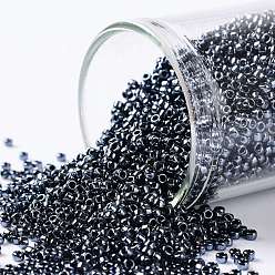 (81) Metallic Hematite Toho 15/0 runde Perlen, japanische Rocailles, (81) metallischer Hämatit, 1.5 mm, Bohrung: 0.7 mm, über 3000pcs / Flasche, 10 g / Flasche
