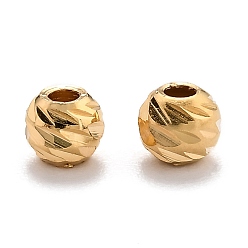 Настоящее золото 24K Латунные бусины, долговечный, граненые, колонка, реальный 24 k позолоченный, 4x3.5 мм, отверстие : 1.2 мм