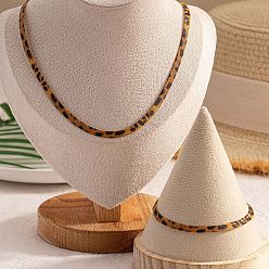 (932FM) Темно-синий аква-матовый с подкладкой Комплекты ожерелий и браслетов из сплава с леопардовым принтом в виде змеиной цепи, золотые, темно-золотистые, 400 мм