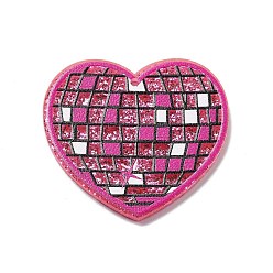 Бледно-фиолетовый Красный Акриловые подвески, серия диско, бледно-фиолетовый красный, 34.5x37.5x2 мм, отверстие : 1.6 мм