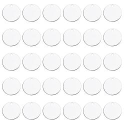 Платина Латунные подвески, штампованная зеркальная полировка пустая бирка, плоско-круглые, платина, 20x1 мм, отверстие : 2 мм, 30 шт / коробка