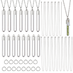 Нержавеющая Сталь Цвет Наборы для изготовления ожерелий своими руками, включая 15 пакеты, прозрачные стеклянные бутылки, подвески, 15шт. 304 цепочки из нержавеющей стали и 15шт. открытые соединительные кольца, колонка, цвет нержавеющей стали, 450 мм