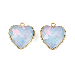 Сердце 304 подвески из нержавеющей стали, со стеклом, ионное покрытие (ip), реальный 18 k позолоченный, граненые, сердце, 15x13.5x6 мм, отверстие : 1.4 мм