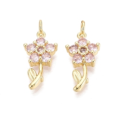 Настоящее золото 18K Латунный кулон с микропаве из циркония, , реальный 18 k позолоченный, 20.5x10.5x3.5 мм, отверстие : 3 мм