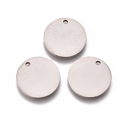 Нержавеющая Сталь Цвет Не тускнеющие 304 подвески из нержавеющей стали, зеркальная полировка, штамповка пустой метки, лазерная резка, плоско-круглые, цвет нержавеющей стали, 12x1 мм, отверстие : 1.2 мм