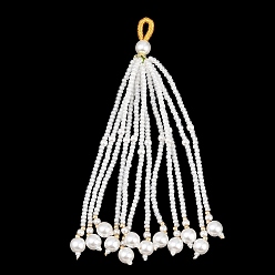 Белый Прозрачные стеклянные и пластиковые бусины, большие подвески, подвески-кисточки, белые, 99.5x8 мм, отверстие : 4.5 мм