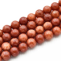 Сиена Природного кварца нитей бисера, окрашенные, круглые, имитация окаменелого коралла, цвет охры, 10~10.5 мм, отверстие : 1~1.2 мм, около 37~38 шт / нитка, 14.76~15.16 дюйм (37.5~38.5 см)