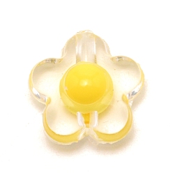 Yellow Transparent Resin Beads, Flower, Yellow, 17x17.4x9.5mm, Hole: 2.7mm