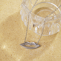 Серебро Винтажные ожерелья из нержавеющей стали с подвеской в виде губы для мужчин и женщин на каждый день, серебряные, 16.54 дюйм (42 см)