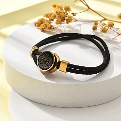 Близнецы Созвездие нейлоновые шнуры многорядные браслеты, двойная цепочка ювелирные изделия для женщин и мужчин, с золотой латунной фурнитурой и эмалевым шармом, Близнецы, 8 дюйм (20.3 см)