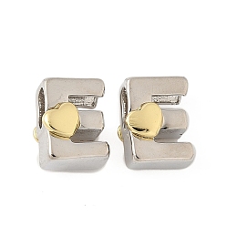 Letter E Латунные бусины, без кадмия и без свинца, платиной и золотом, Письмо E, 11x8x7.5 мм, отверстие : 5x4 мм