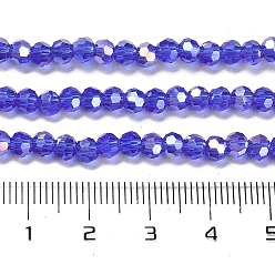 Сланцево-синий Прозрачные стеклянные бусины, 32 граней, с покрытием AB цвета, круглые, синевато-серый, 4.5x4 мм, отверстие : 1 мм, около 94~95 шт / нитка, 13.98'' (35.5 см)