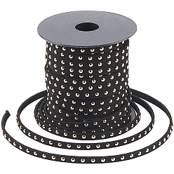 Black 1Roll Micro-Fiber Carding Machine Lace Trim, with Alloy Finding for Backpacks, Clothes Accessories, with 1Pc Organza Gift Bags, Black, 1/4 inch(5mm), about 20.00 Yards(18.29m)/Set