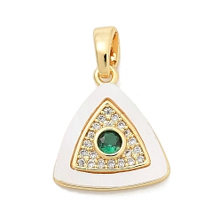 Настоящее золото 18K Подвески из латуни с микропаве из циркония, без кадмия, без никеля и без свинца, с подвесками из ракушек и стекла, реальный 18 k позолоченный, 15x13.5x2.5 мм, отверстие : 4.5x2 мм