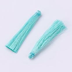 Mixed Color Nylon Tassel Big Pendants, Mixed Color, 65x5~6mm