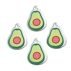 Yellow Green Translucent Acrylic Pendants, Double-Faced Printed, Avocado, Yellow Green, 26.5x18.5x2mm, Hole: 2mm