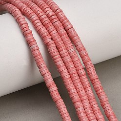 Light Coral Natural Agate Beads Strands, Dyed, Heishi Beads, Flat Round/Disc, Light Coral, 4.5x1.5mm, Hole: 0.7mm, about 270pcs/strand, 15.75''(40cm)