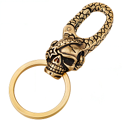 Античное Золото Застежки в виде клешней омара из латуни в форме черепа, с раздельными брелоками, античное золото , 49x19x13.5 мм, отверстие : 4.5x4 мм