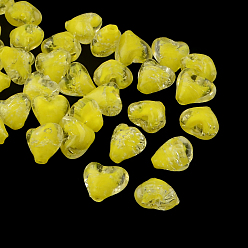 Желтый Ручная работа светящиеся бусины, сердце, желтые, 15~16x15~16x9~10 мм, отверстие : 1~2 мм