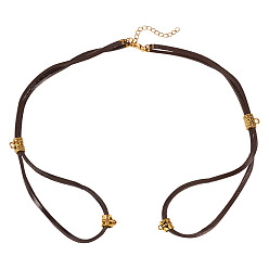 Кокосово-Коричневый 3шт. шнур из коровьей кожи для изготовления двухслойного ожерелья, с дужками из сплава в тибетском стиле и 304 фурнитурой из нержавеющей стали, античное золото , кокосового коричневый, 16-1/8 дюйм (41 см)