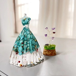 Синтетическая Бирюза Украшения для выставки товаров из смолы, с крошкой синтетической бирюзы, статуэтка блестящего свадебного платья, украшение для дома по фэн-шуй, 56x83 мм