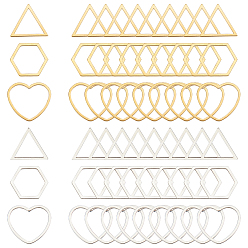 Mixed Color 304 Stainless Steel Linking Rings, Mixed Shapes, Mixed Color, 60pcs/Box