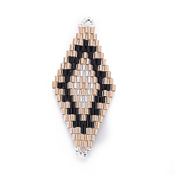 Разноцветный Японский бисер miyuki & toho ручной работы ссылки, Ткацкий станок, ромб, красочный, 43~44.1x19.4~20.2x1.6~1.8 мм, отверстие : 1.6~1.8 мм