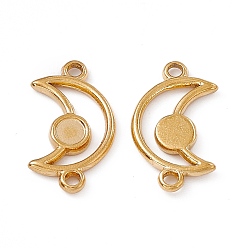 Настоящее золото 18K Ионное покрытие (ip) 304 настройки кабошона из нержавеющей стали, луна, реальный 18 k позолоченный, лоток : 4 мм, 20.5x11.5x2 мм, отверстие : 1.5 мм