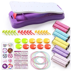 Purple Knitting Bracelet Tool Kits, DIY Craft Tools, including Instruction Sheet, Cord, Sticker, Button, Pin, Weaving Loom, Purple, 23.8x11.1x2.8cm