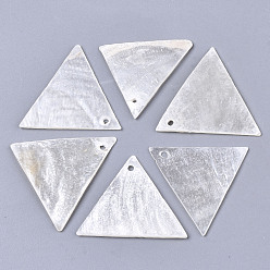 Creamy White Natural Capiz Shell Pendants, Triangle, Creamy White, 23~25x28~29x1mm, Hole: 1.4mm
