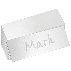 Нержавеющая Сталь Цвет 40шт. самоклеящиеся 201 визитные карточки из нержавеющей стали, прямоугольные, цвет нержавеющей стали, 76x25x0.4 мм