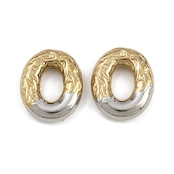 Золотой & Цвет Нержавеющей Стали 304 Соединительные кольца из нержавеющей стали, ионное напыление (IP), текстурированный овал, золотые и нержавеющая сталь цвет, 18x15x4.5 мм, внутренний диаметр: 8x5 мм