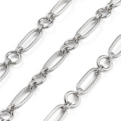 Платинированный Цепи с овальными звеньями из латуни, несварные, с катушкой, долговечный, без кадмия и без свинца, Реальная платина, 15x6x1.5 мм