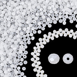 Кремово-белый 1500 шт гальванические стеклянные бусины нити, имитация нефрита, гальваническое покрытие, граненые, рондель, кремово-белые, 4x3 мм, отверстие : 0.4 мм