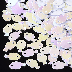 Сливовый Аксессуары для орнаментов, пластиковые пайетки / блестки из пвх, рыба, слива, 8x5x0.3 мм, Отверстие : 0.8 мм , около 25000 шт / 500 г