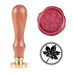 Золотой DIY альбом, латунные сургучные печати и деревянные ручки, кленового листа, золотые, 8.95 см, штампы: 2.55x1.45 см