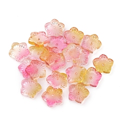 Золотистый Прозрачные стеклянные бусины, цветок, два тона, золотые, 12x13x3 мм, отверстие : 1.2 мм