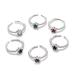 (52) Непрозрачная лаванда Латунные микро проложить манжеты кольца кубического циркония, открытые солитерные кольца, долговечный, звезда, платина, разноцветные, размер США 6 3/4 (17.1 мм)