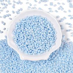 Светло-Голубой Непрозрачные цвета блестящие стеклянные бусины, окрашенные, 2-луночное, овальные, Небесно-голубой, 5~6x2.5~3.5x3 мм, отверстие : 0.7~0.9 мм, Около 7500 шт / фунт