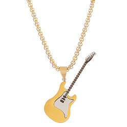 Золотой Подвеска из нержавеющей стали ожерелья, гитар, золотые, 23.62 дюйм (60 см)