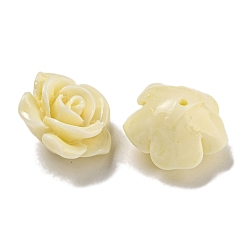 Светло-желтый Резные бусины из синтетического коралла, цветок, половину отверстия, светло-желтый, 14.5x9 мм, отверстие : 1 мм