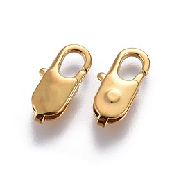 Golden 304 Stainless Steel Lobster Claw Clasps, Golden, 18x8.5x3.7mm, Hole: 1.6mm