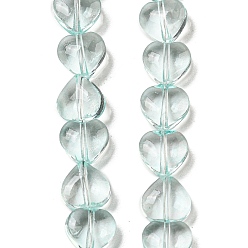 Turquoise Baking Paint Transparent Glass Beads Strands, Heart, Turquoise, 8x8x4.5mm, Hole: 0.8mm, about 99~100pcs/strand, 29.13~29.53 inch(74~75cm)