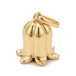 Echt 18 k vergoldet Gestellmessinganhänger, mit Ringe springen, langlebig überzogen, Bleifrei und cadmium frei, Bluebell/Hyacinthoides-Blume, echt 18 k vergoldet, 18x15 mm, Innendurchmesser: 9 mm, Sprungring: 8x5 mm