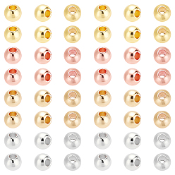 (52) Непрозрачная лаванда 320шт 4 стиль латунные сплошные бусины, долговечный, рондель и круглый, разноцветные, 4x3.5 мм, отверстие : 1.6 мм, 80 шт / стиль